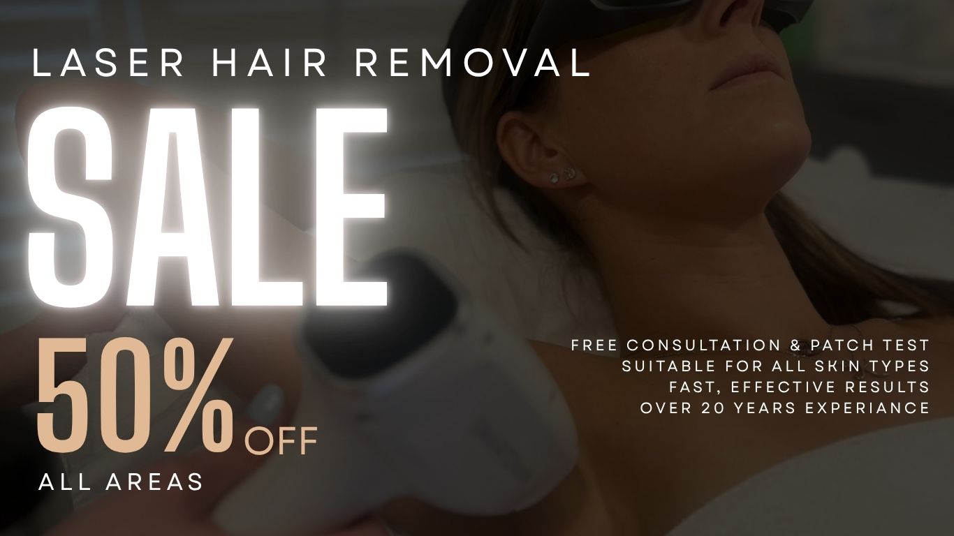Laser hair removal sale, 50% off all areas